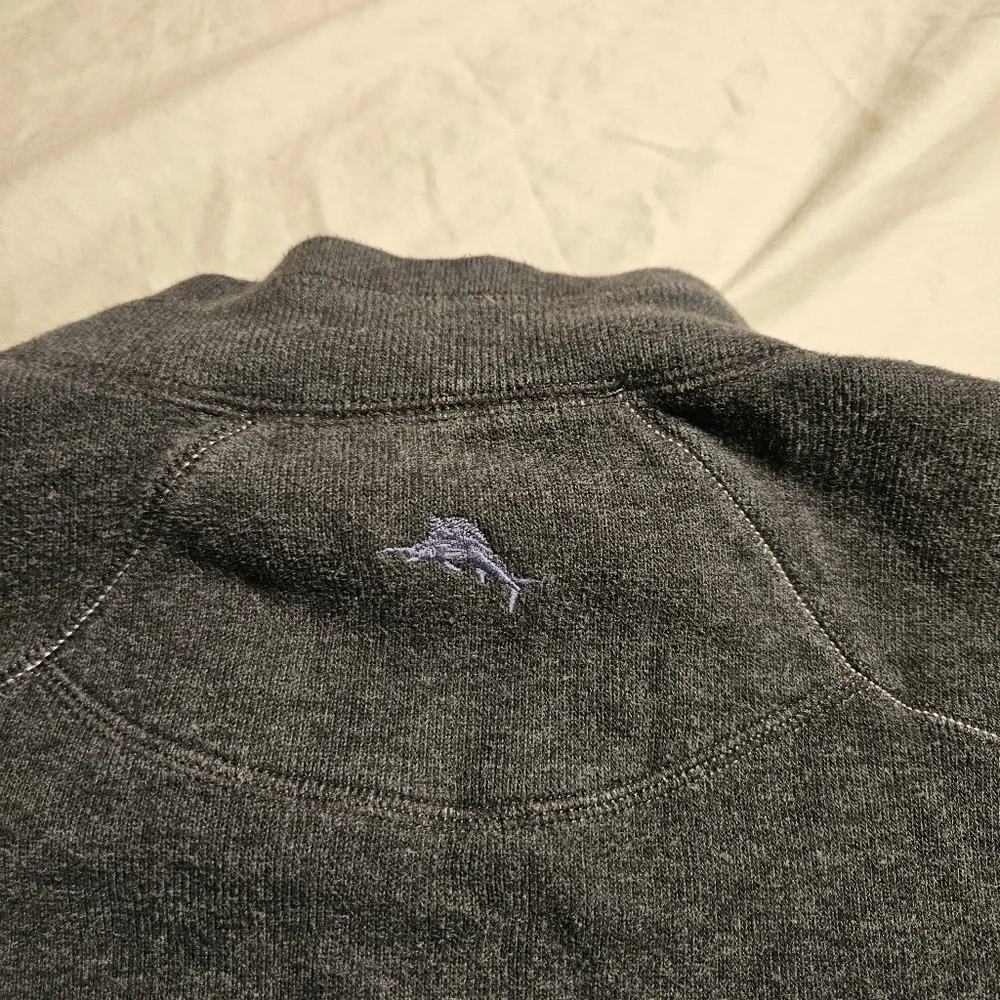 TOMMY‎ BAHAMA Reversible 1/2 Zip Pullover XL Gray Blue Flipview Flip Coast Logo
